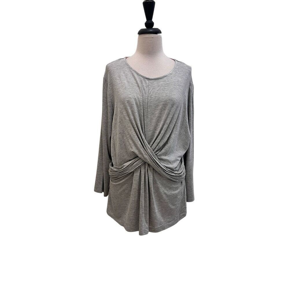Juicy Couture Women's Cross Front 3/4 Sleeve Blouse Top Heather Gray Size XL NWT